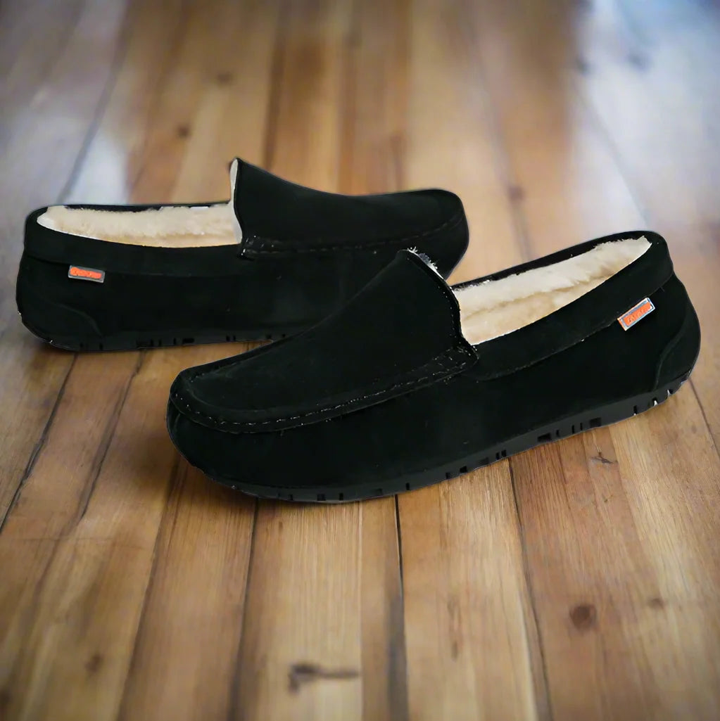 Men's Slippers Vegan Suede Sherpa Lined Non-Slip
