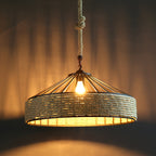 Vintage Ceiling Lamp with Hemp Rope Pendant - Rustic Farmhouse Style