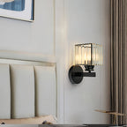 Contemporary Iron and Glass Wall Sconce Light Fixture