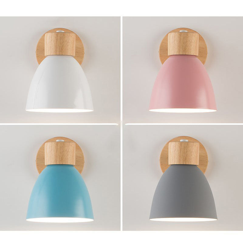 Wood and Iron Macaron Lamp – Contemporary Minimalist Wall Light
