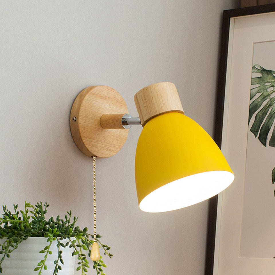 Wood and Iron Macaron Lamp – Contemporary Minimalist Wall Light
