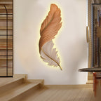 Feather-Pattern Metal Remote-Dimmable LED Wall Lamp