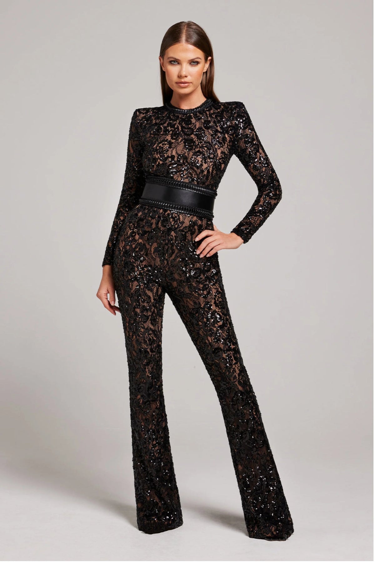 Evening Jumpsuit V-Neck & Tailored Waist Machine Washable