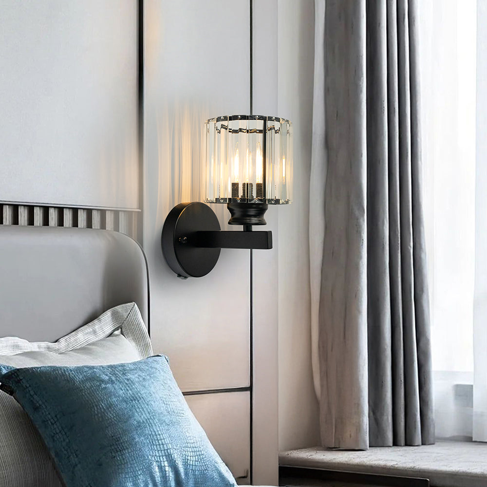 Contemporary Iron and Glass Wall Sconce Light Fixture