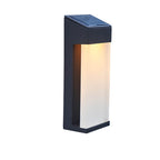 Rectangular Glass Shade Solar Wall Light in Black Metal