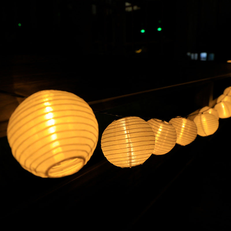 Multicolor Round Lantern Shades Solar String Lights