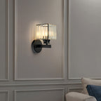 Contemporary Iron and Glass Wall Sconce Light Fixture