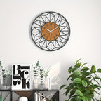 Contemporary Wall Clock with Wooden Grain Center Accent