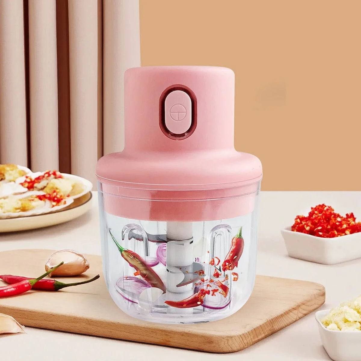 Food Processor Cordless USB Rechargeable Stainless Steel Blades