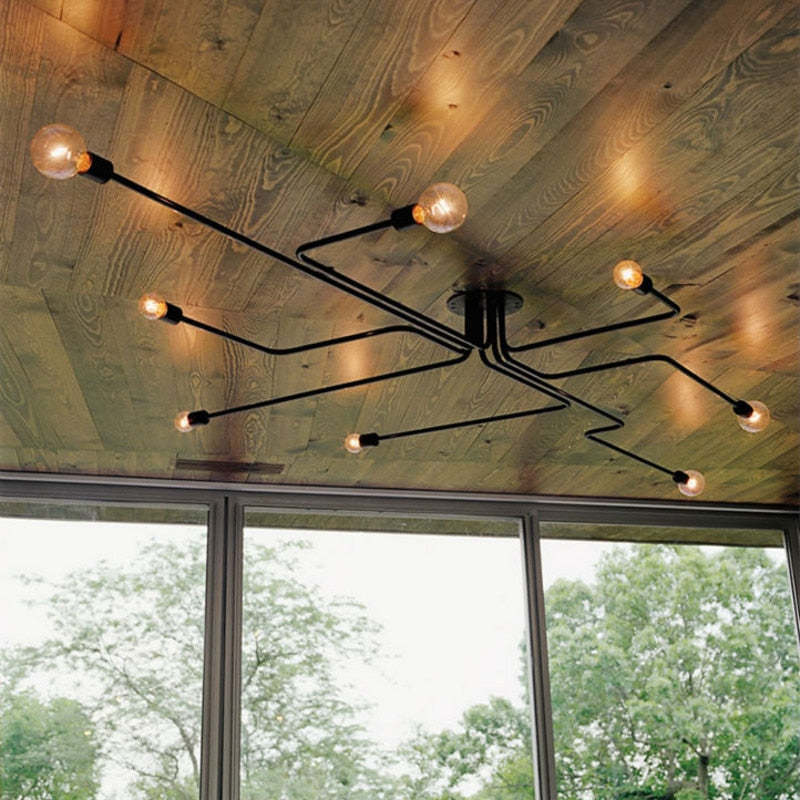 Modern Multi-Arm Sputnik Lamp - Industrial Style Black Ceiling Fixture