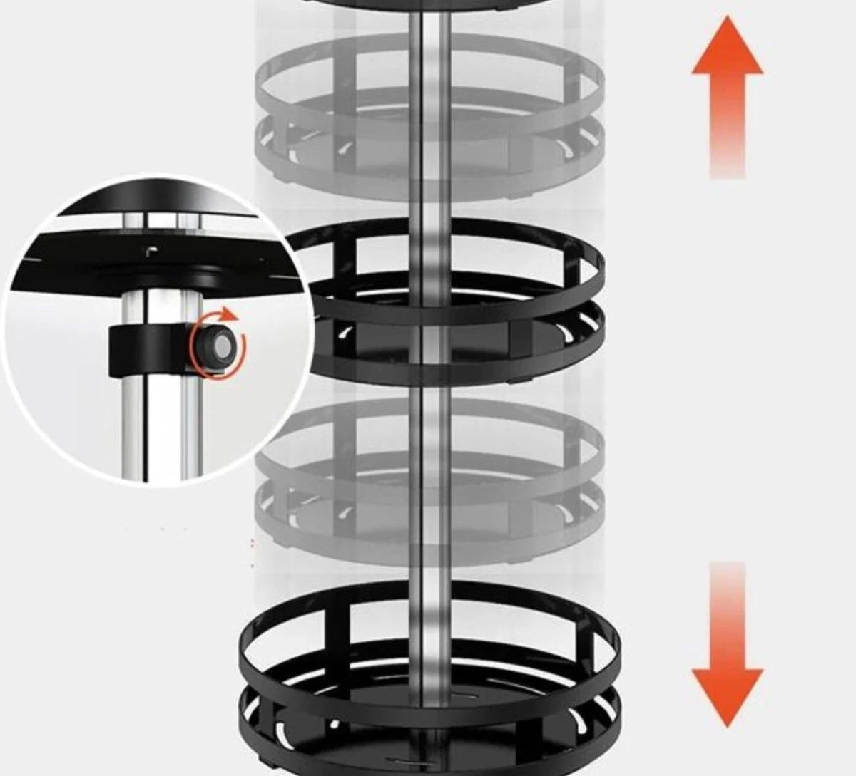 Storage Rack 360 Degree Rotating Height-Adjustable Stainless Steel