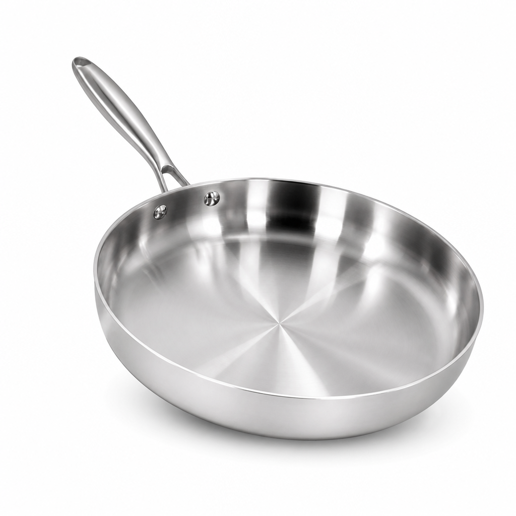 Three-Layer 316 Stainless Steel Frying Pan (Induction & Oven Compatible)