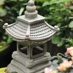 Stone Finish Resin Garden Light in Pagoda Design with Solar Power