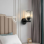 Contemporary Iron and Glass Wall Sconce Light Fixture