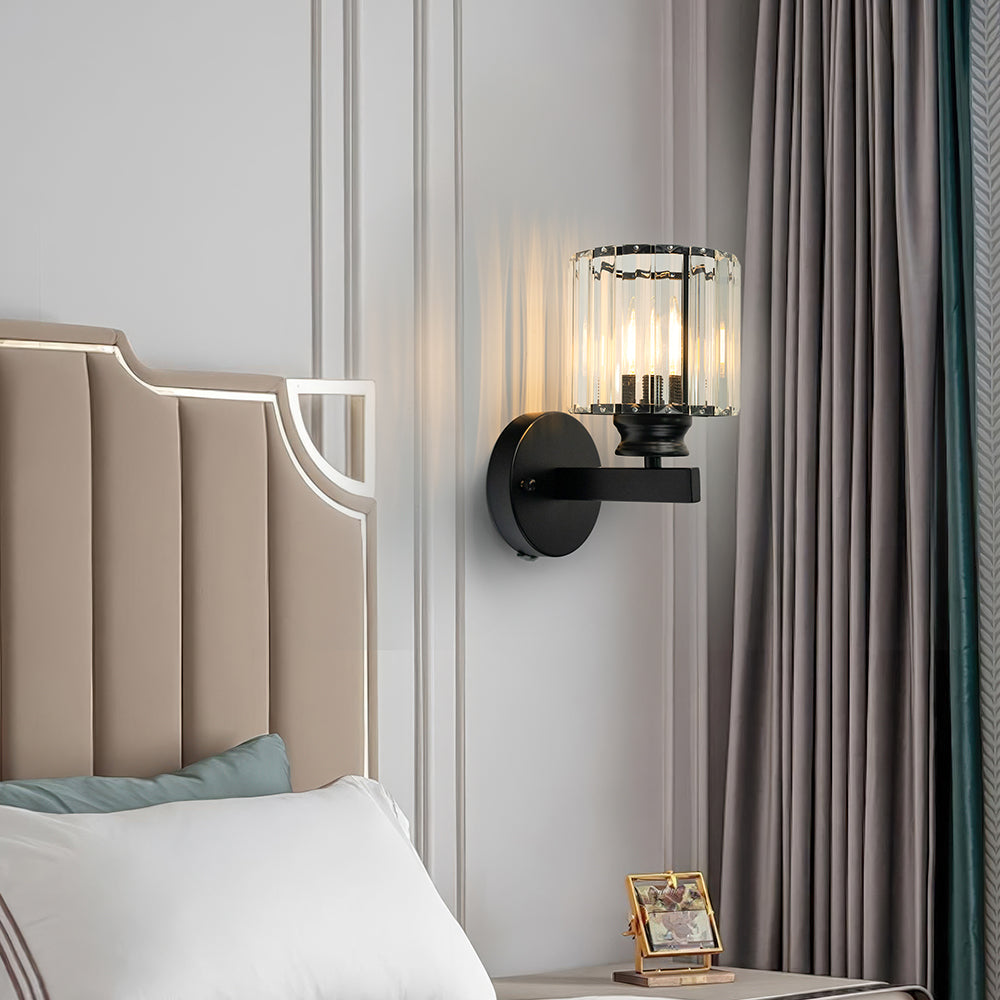 Contemporary Iron and Glass Wall Sconce Light Fixture
