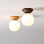 Minimalist Wood and Glass Ceiling Light in Japanese Style