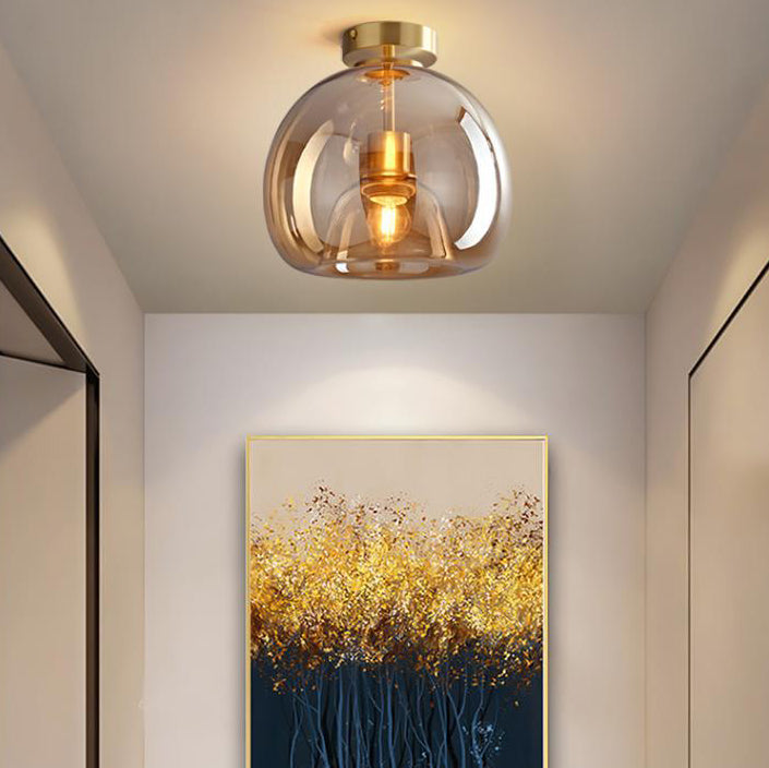 Glass Sphere Ceiling Fixture | Semi-Flush Mount Design