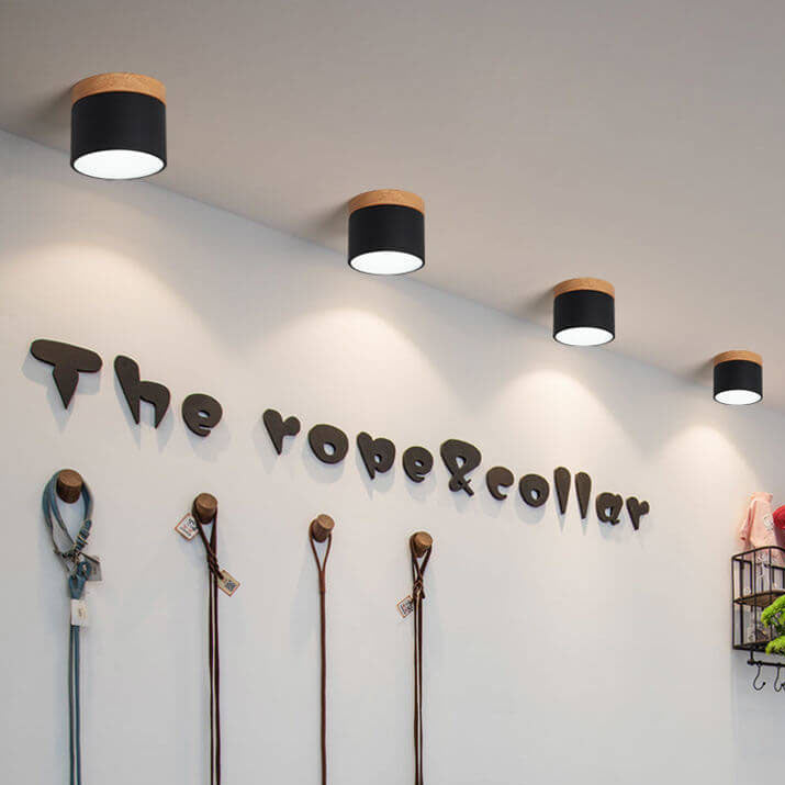 Flush Mount LED Ceiling Light with Wooden Accent in Scandinavian Style