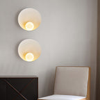Round Wall Sconce with Minimalist Design – Resin and Iron Accent Light