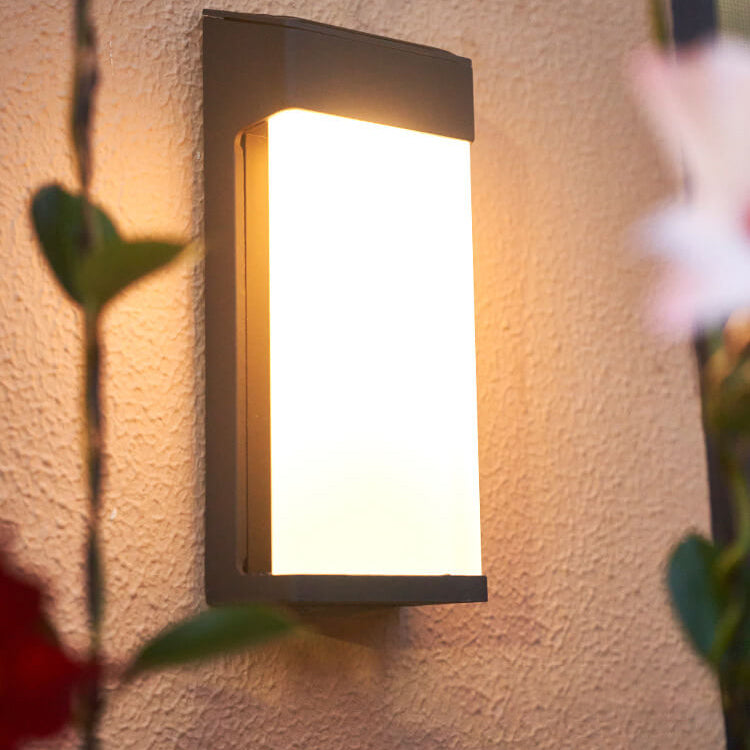 Rectangular Glass Shade Solar Wall Light in Black Metal