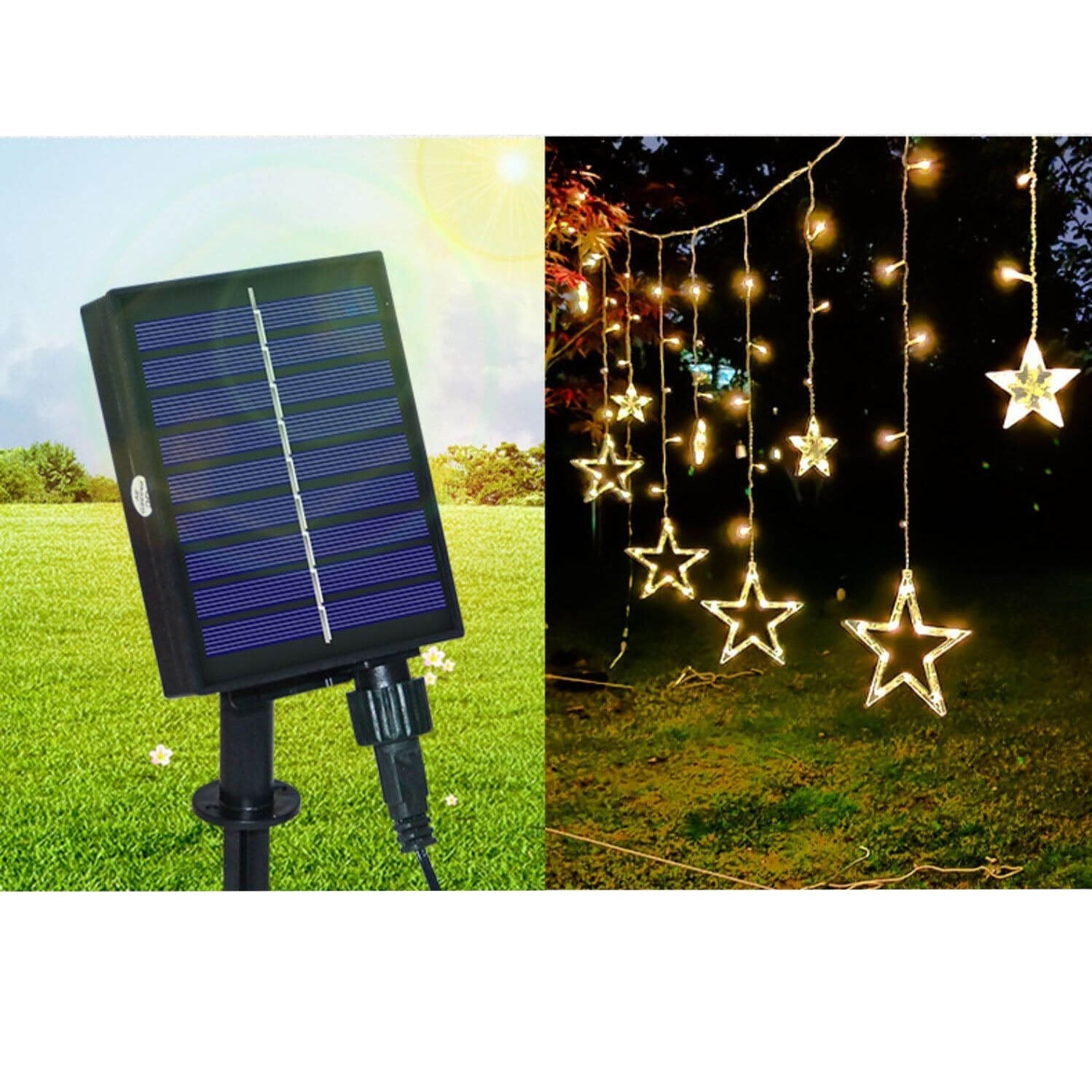 Star and Moon Shaped Solar String Lights