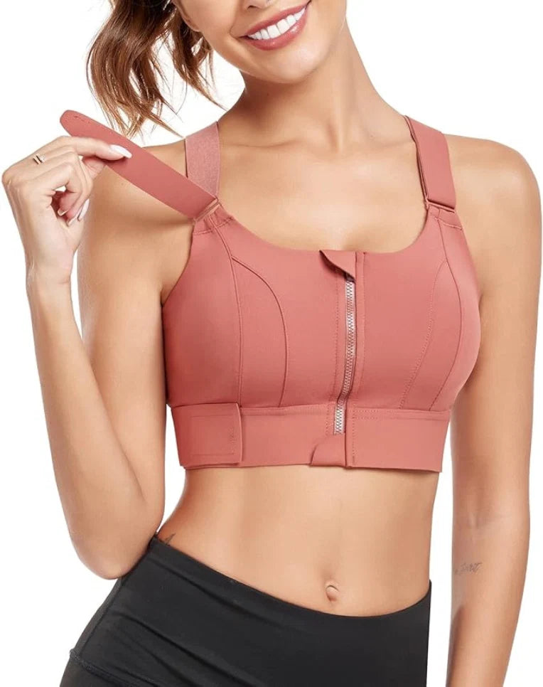 Sports Bra High Impact Front Zip & Adjustable Straps