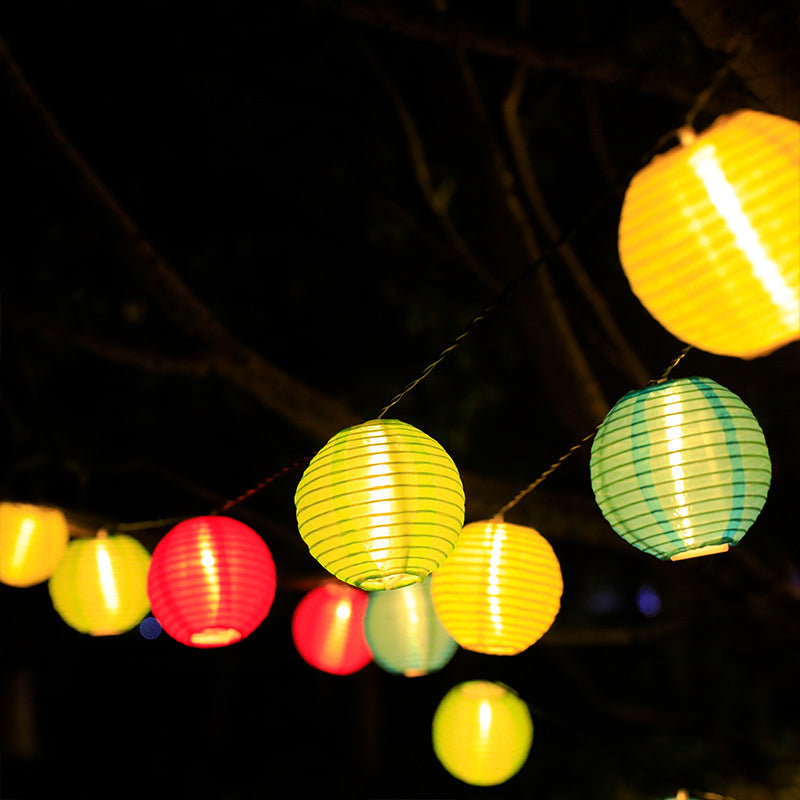 Multicolor Round Lantern Shades Solar String Lights