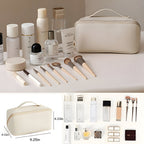 Large Capacity Cosmetic Case - Travel Organizer Makeup Bag with PU Shell