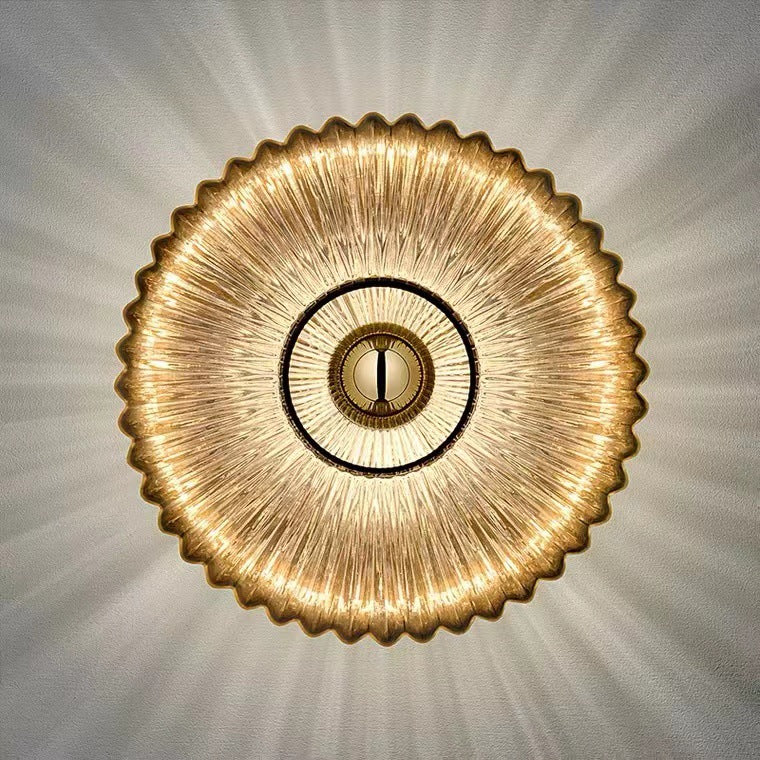 Retro Round Disc Wall Light with Glass Shade