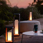 Frosted Glass Black Solar Lantern for Outdoor Use - Rectangular Design