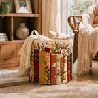 Quilted Foldable Laundry Basket (Reinforced Linen Handles)