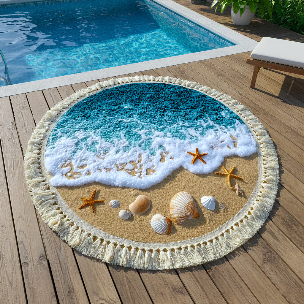 Quick-Drying Low-Sand Round Beach Towel (150 cm)