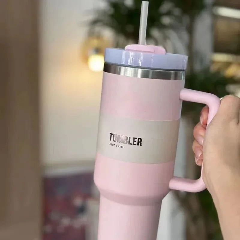 Insulated Tumbler 1.2L Stainless Steel Handle Lid
