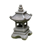 Stone Finish Resin Garden Light in Pagoda Design with Solar Power