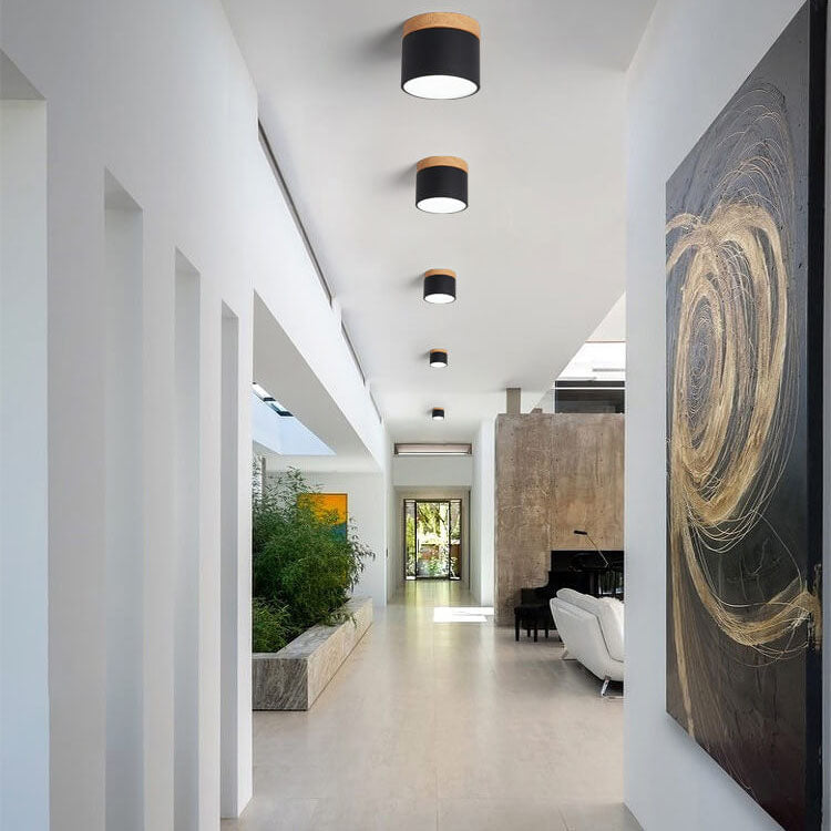 Flush Mount LED Ceiling Light with Wooden Accent in Scandinavian Style
