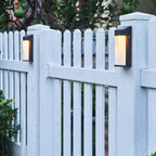 Rectangular Glass Shade Solar Wall Light in Black Metal