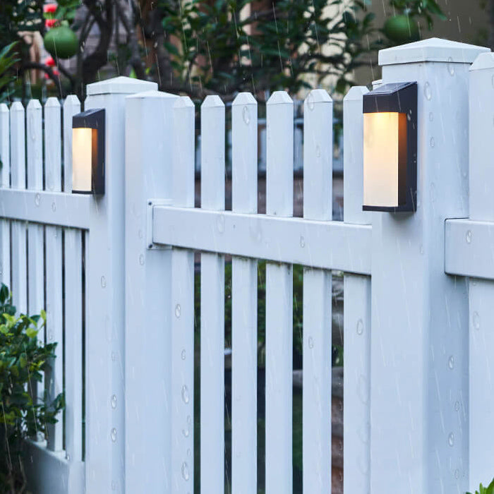 Rectangular Glass Shade Solar Wall Light in Black Metal