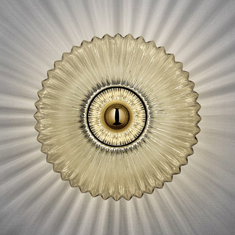 Retro Round Disc Wall Light with Glass Shade