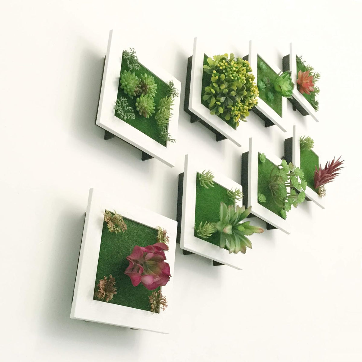 Wall Art with 5 Faux Plants in Decorative Frame