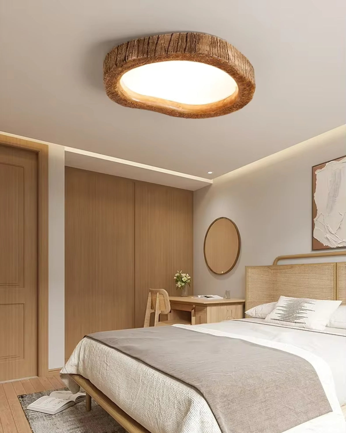 Wood-Look Flush Mount Ceiling Light