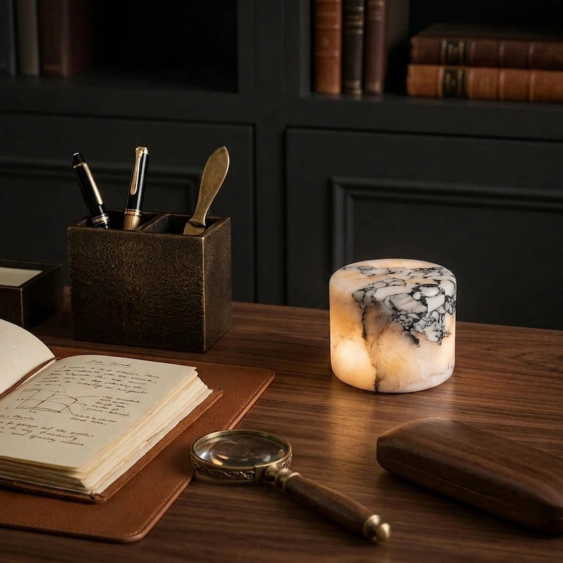 Marble-Effect Rechargeable Touch Dimmer Table Lamp