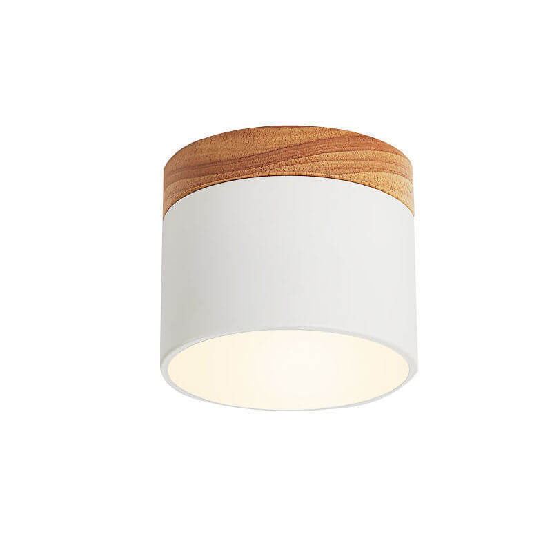 Flush Mount LED Ceiling Light with Wooden Accent in Scandinavian Style