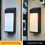 Rectangular Glass Shade Solar Wall Light in Black Metal