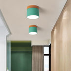 Flush Mount LED Ceiling Light with Wooden Accent in Scandinavian Style