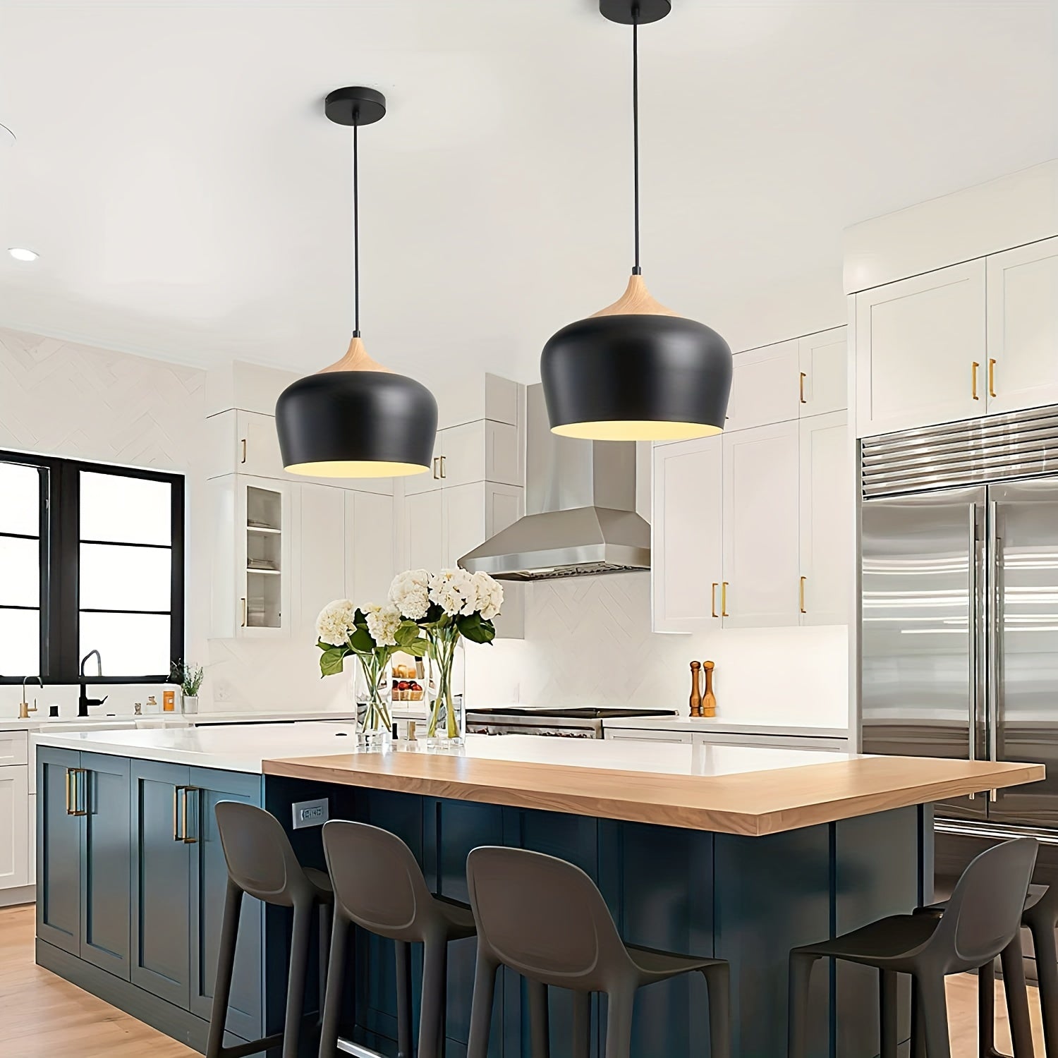 Scandinavian Style Pendant Lamp | Iron and Wood Texture Design