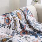 Lightweight Reversible Jacquard Floral Throw Blanket