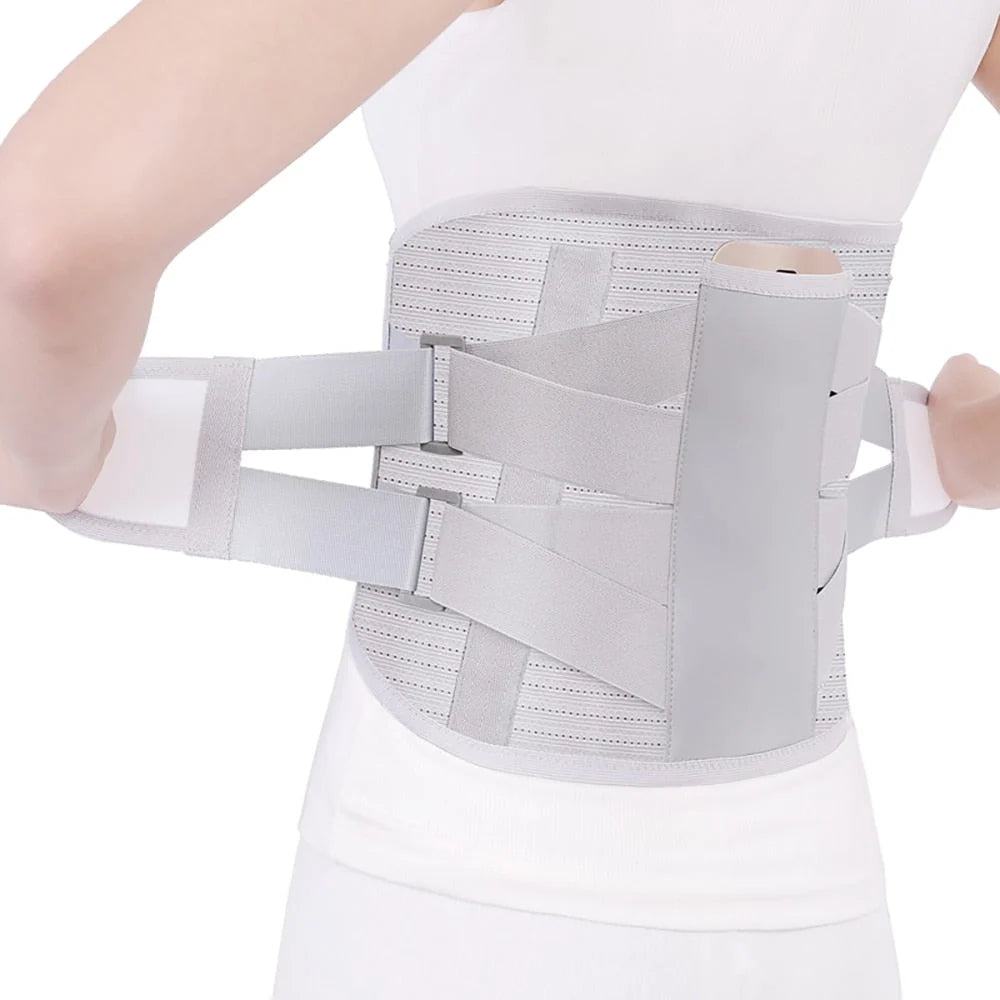 Lumbar Back Brace Four Steel Plates Removable Heat Pad