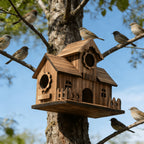 Multiple-Entrance Untreated Oak Birdhouse