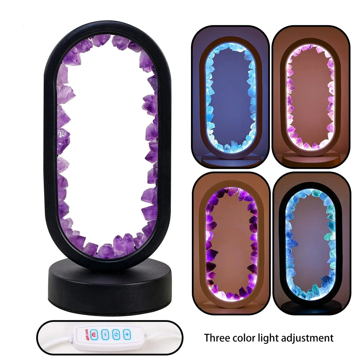 Crystal Lamp Handcrafted Natural Amethyst Ambient Light