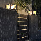 Black Square Solar Wall Light for Outdoor Fence Installation